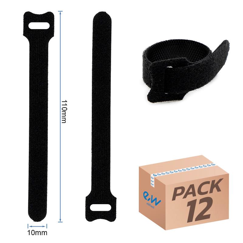 Tira de velcro sujetacables negra - 10 x 110mm