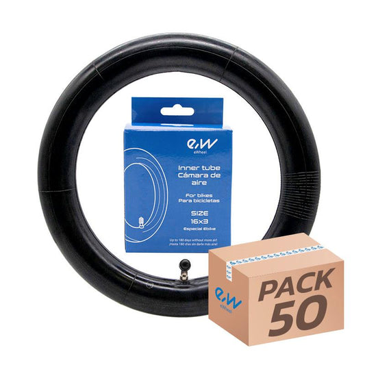 Cámara de aire 16x3,00 Ewheel - válvula curva CR202 ESPECIAL EBIKE - 50uds