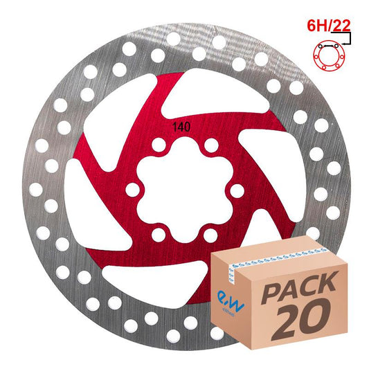 Disco de freno 140mm 6H rojo - 20uds