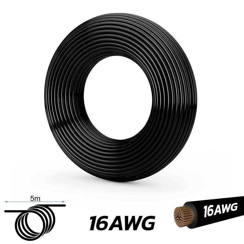 Cable negro 16 AWG - 5M